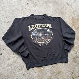 Lost Creek Clothing Legends Of The Wild Wolf Crewneck Sweatshirt Black XL